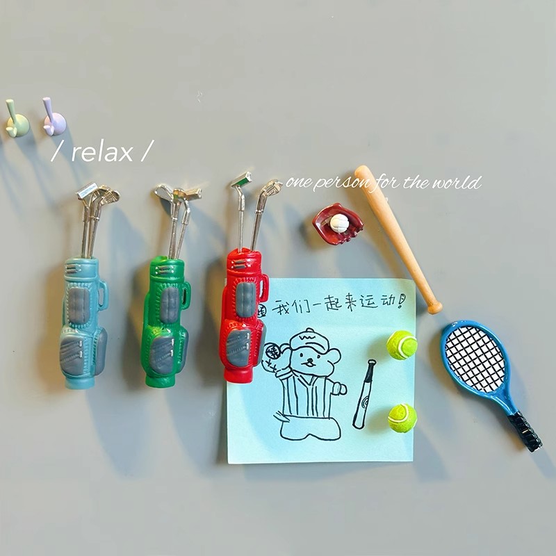 스포츠 장비 냉장고 자석 3D 크리에이티브 시뮬레이션  - Golf Equipment Photos 리뷰 및 가격